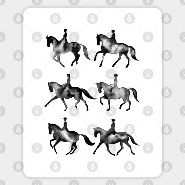 Black Dressage Horses Magnet by illucalliart